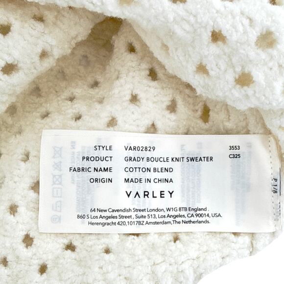 VARLEY Grady Bouclé Knit Sweater in Coconut Milk S - Picture 7 of 12